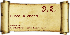 Dunai Richárd névjegykártya